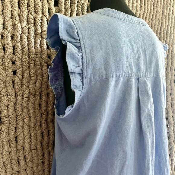 Light Blue Ruffle Sleeve Chambray Tunic Dress Size medium (approximate) - Picture 8 of 8